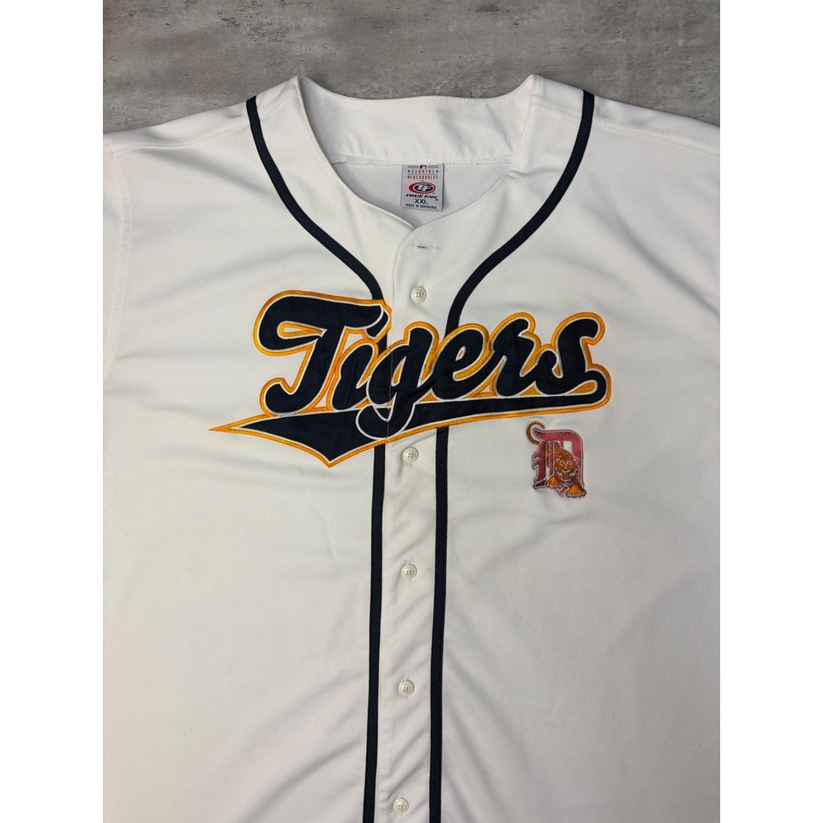 Vintage Detroit Tigers MLB Stitched Tailsweep Spellout Baseball Jersey Size 2XL