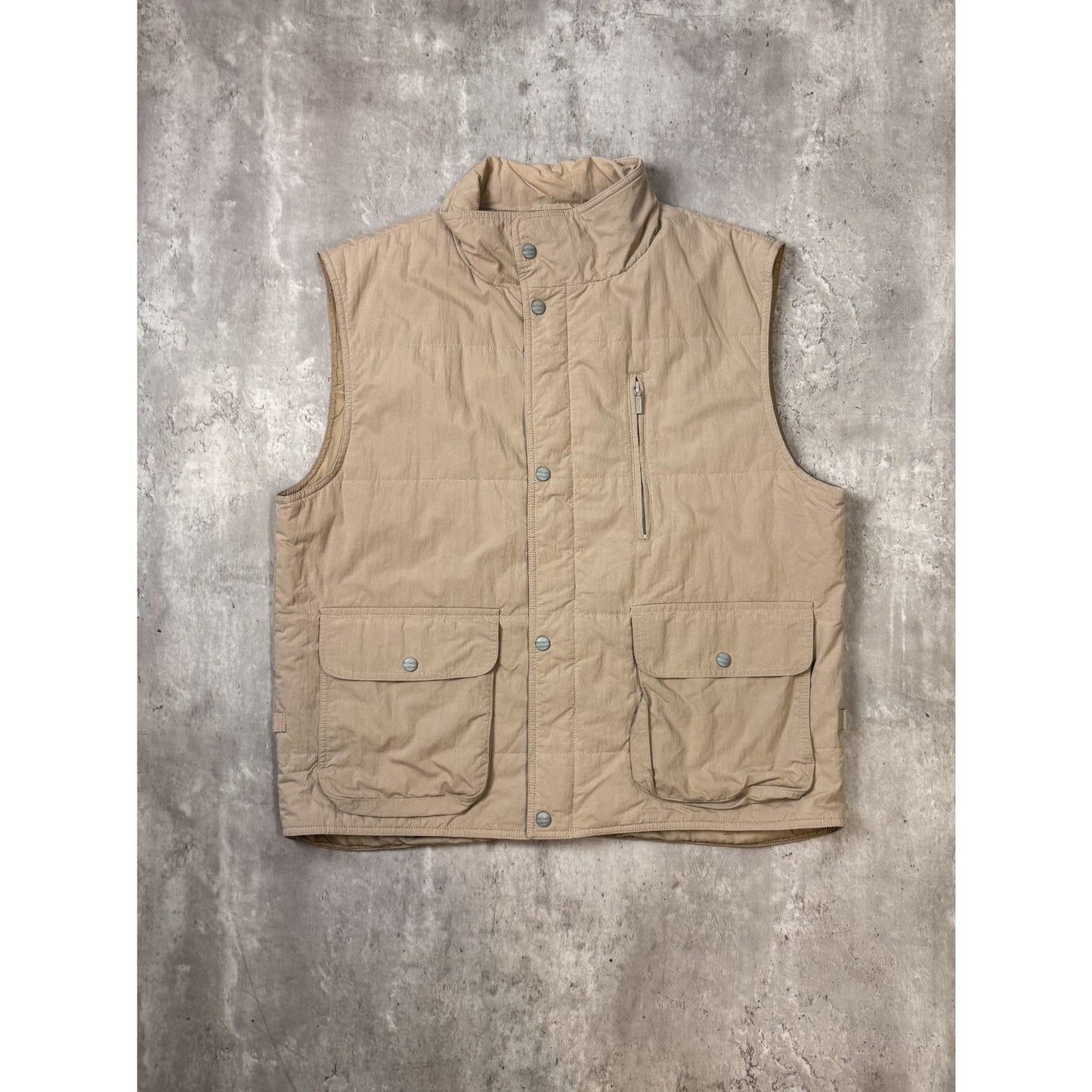 Vintage 80s/90s L.L. Bean Multi Pocket Nylon Vest Size Large Beige