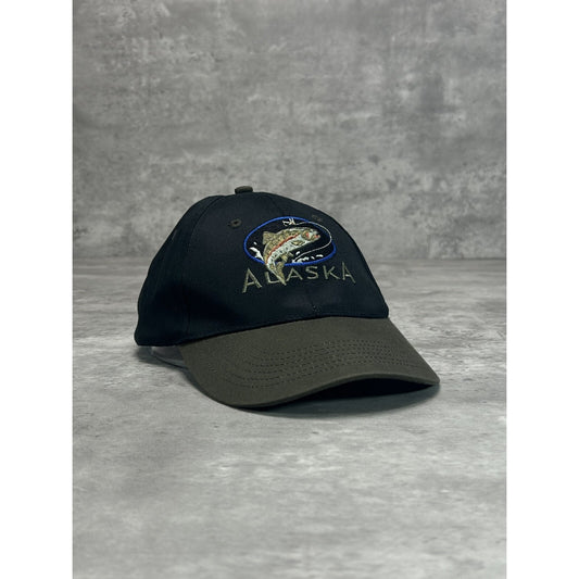 Vintage Alaska Salmon Fishing Embroidered Destination Snapback Hat OSFA