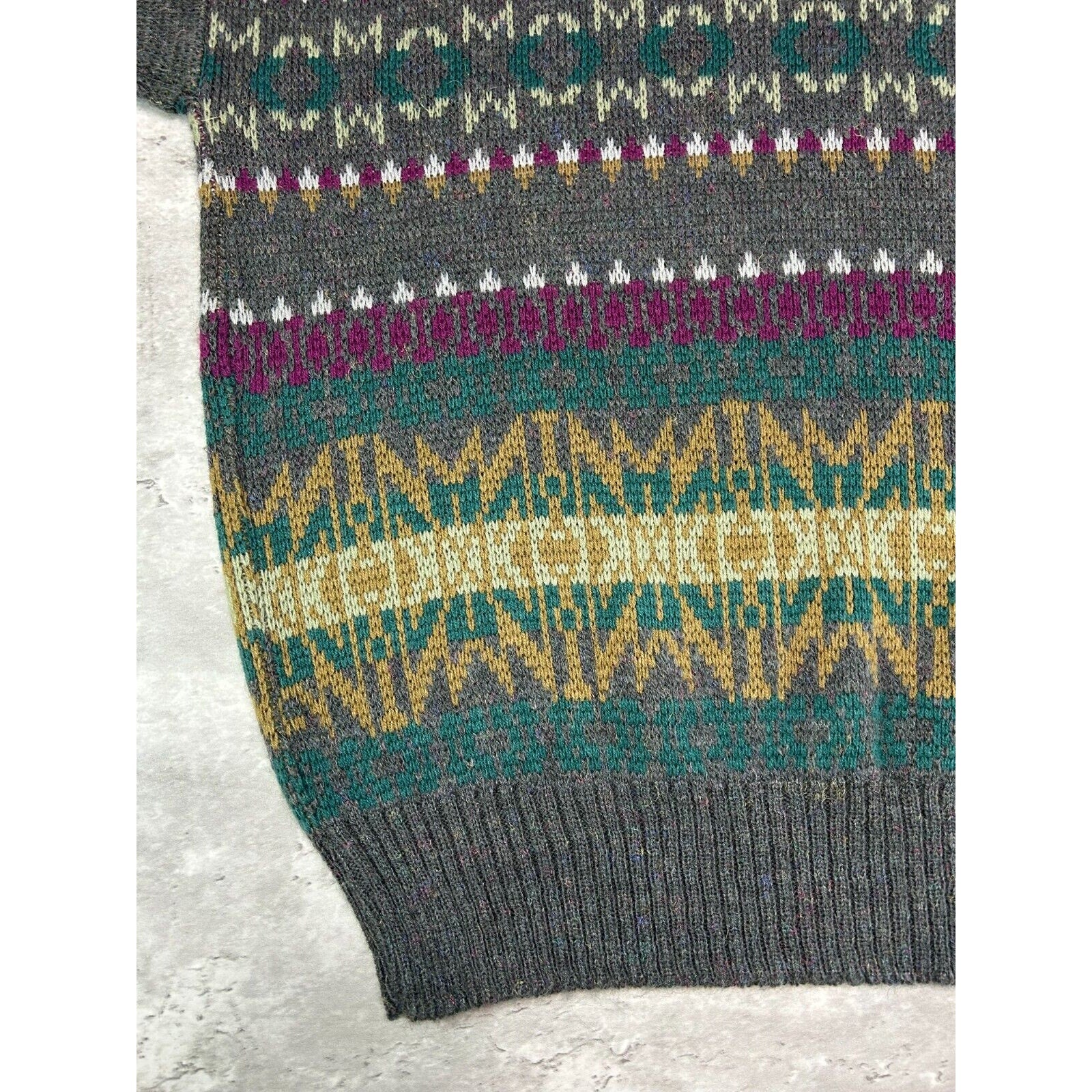 Vintage 80s/90s Sears Abstract Striped Ribbed Pullover Knit Sweater Size XL