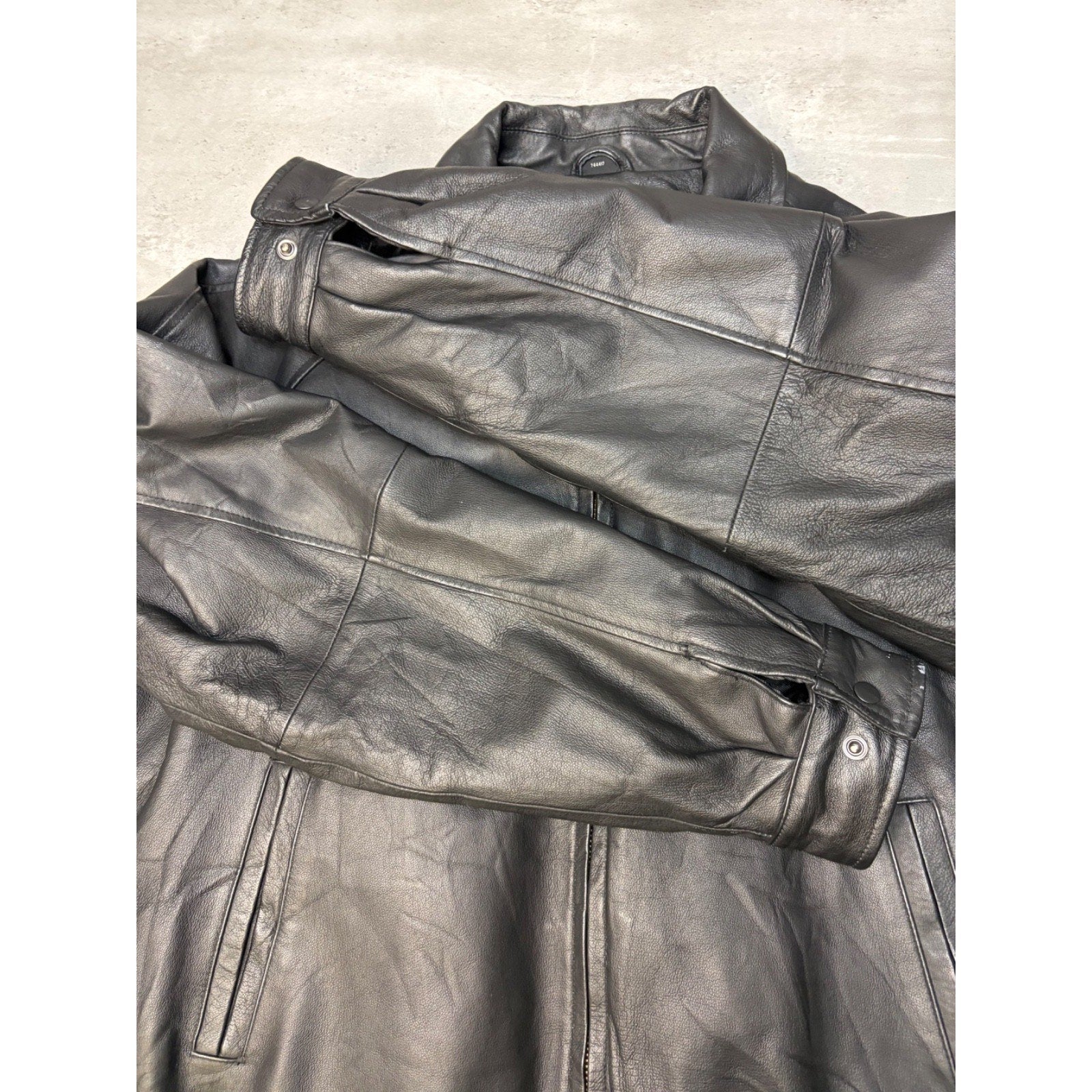 Vintage St. Johns Bay Quilted Lined Full Zip Leather Bomber Jacket Size XL