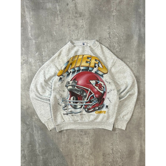 Vintage Kansas City Chiefs NFL Helmet Graphic Football Sweatshirt Size Large