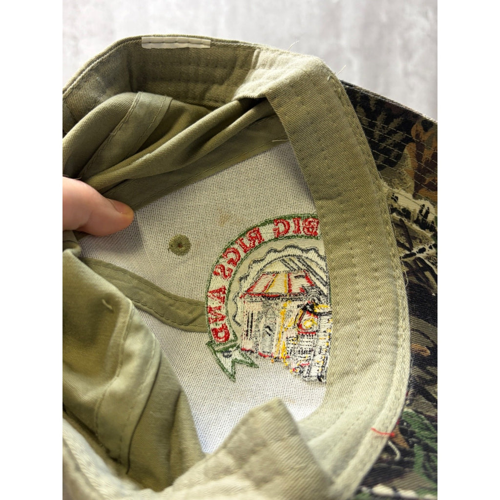 Vintage Big Rigs & Beer Embroidered Logo Bottle Opener Camo Strapback Hat OSFA