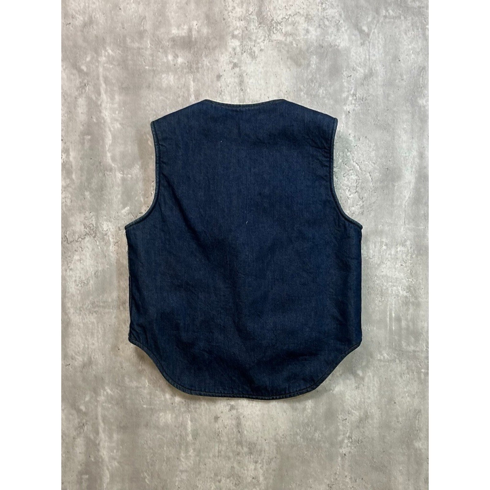 Vintage 70s Come On Strong Sherpa Lined Dark Wash Denim Vest Size Large