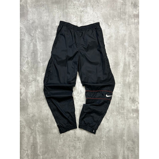 Vintage Nike Embroidered Swoosh Nylon Track Pants Size Medium Black