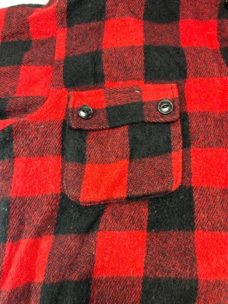 Vintage 70s Humphrey Buffalo Plaid Double Pocket Button Up Shirt Size Large