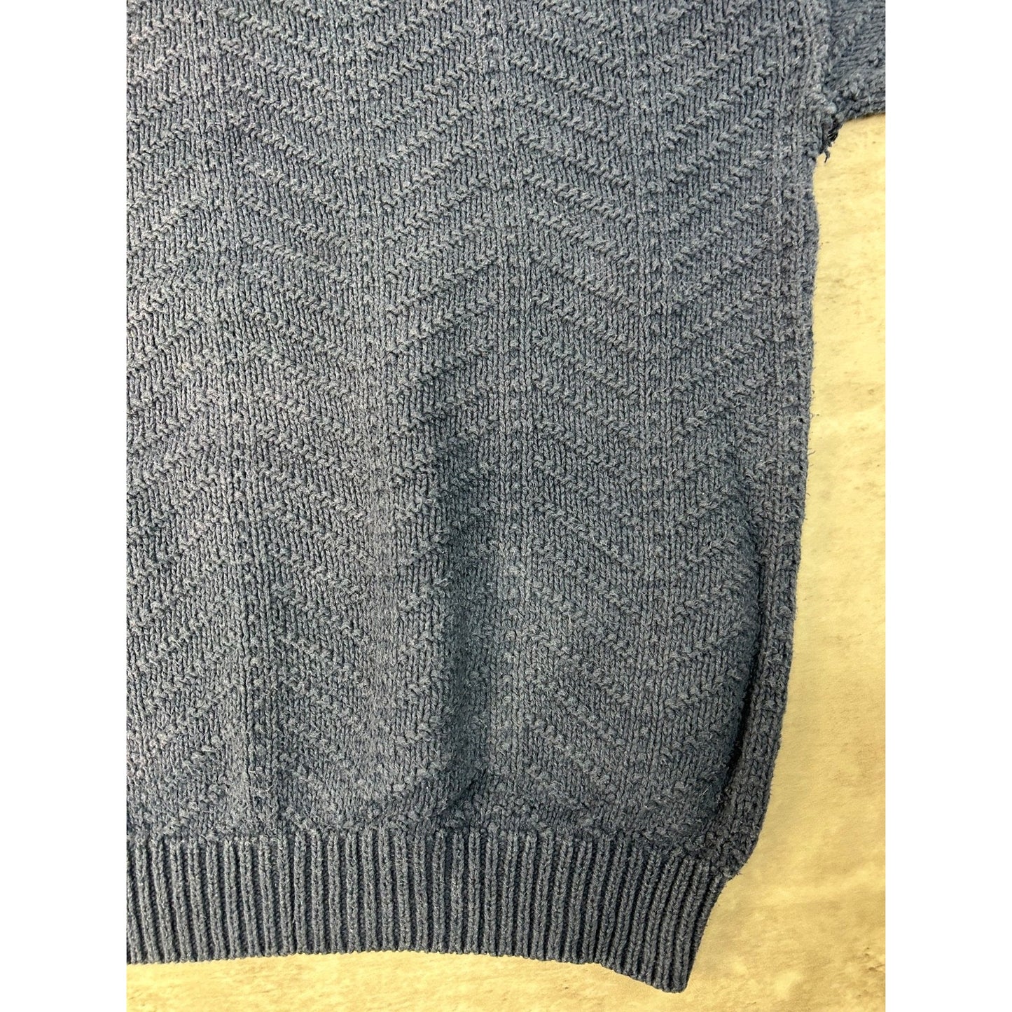 Vintage Zig Zag Striped Solid Print Pullover Knit Sweater Size Large