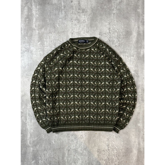 Vintage 90s Scandia Abstract Striped Print Pullover Knit Sweater Size Medium
