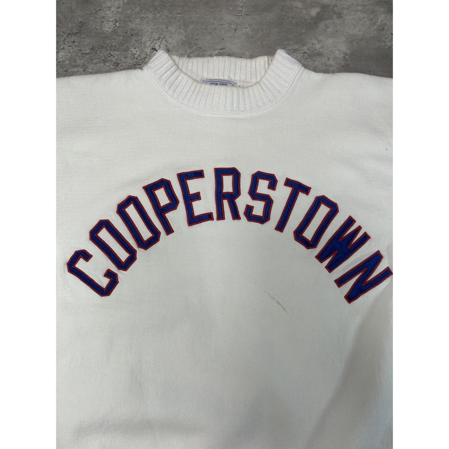 Vintage 90s Cooperstown Embroidered Arc Spellout Baseball Sweatshirt Size XL