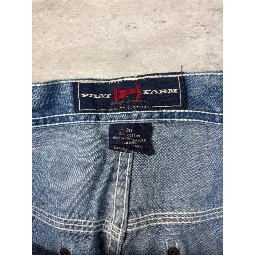 Vintage Y2K Womens Phat Farm Embroidered Logo Medium Wash Denim Pants