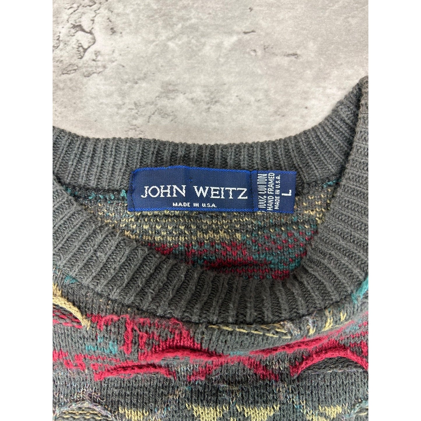 Vintage 90s John Weitz Abstract 3D Knit Pullover Sweater Size Large