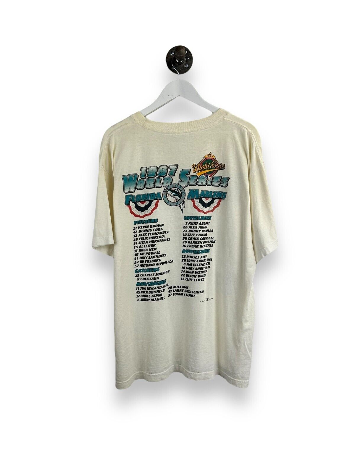 Vintage 1997 Florida Marlins MLB World Series Champs Team Graphic T-Shirt Sz XL