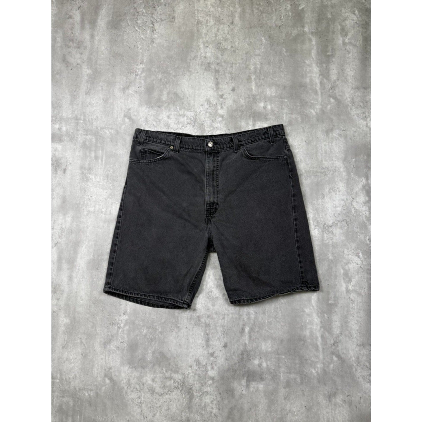 Vintage 90s Levis 505 Orange Tab Black Wash Denim Shorts Size 40
