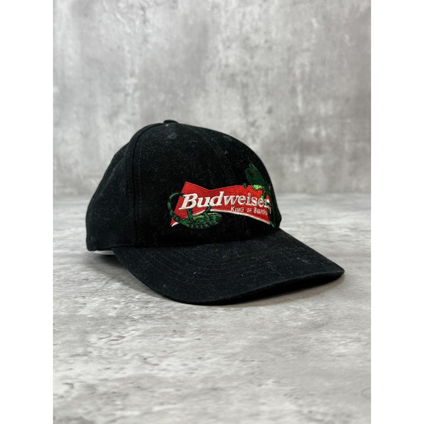 Vintage 90s Budweiser Embroidered Lizard Logo Beer Promo Snapback Hat OSFA