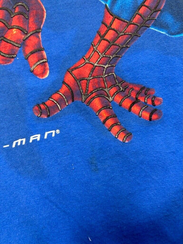 Vintage Spider Man Marvel Comics Superhero Graphic T-Shirt Size Large Blue