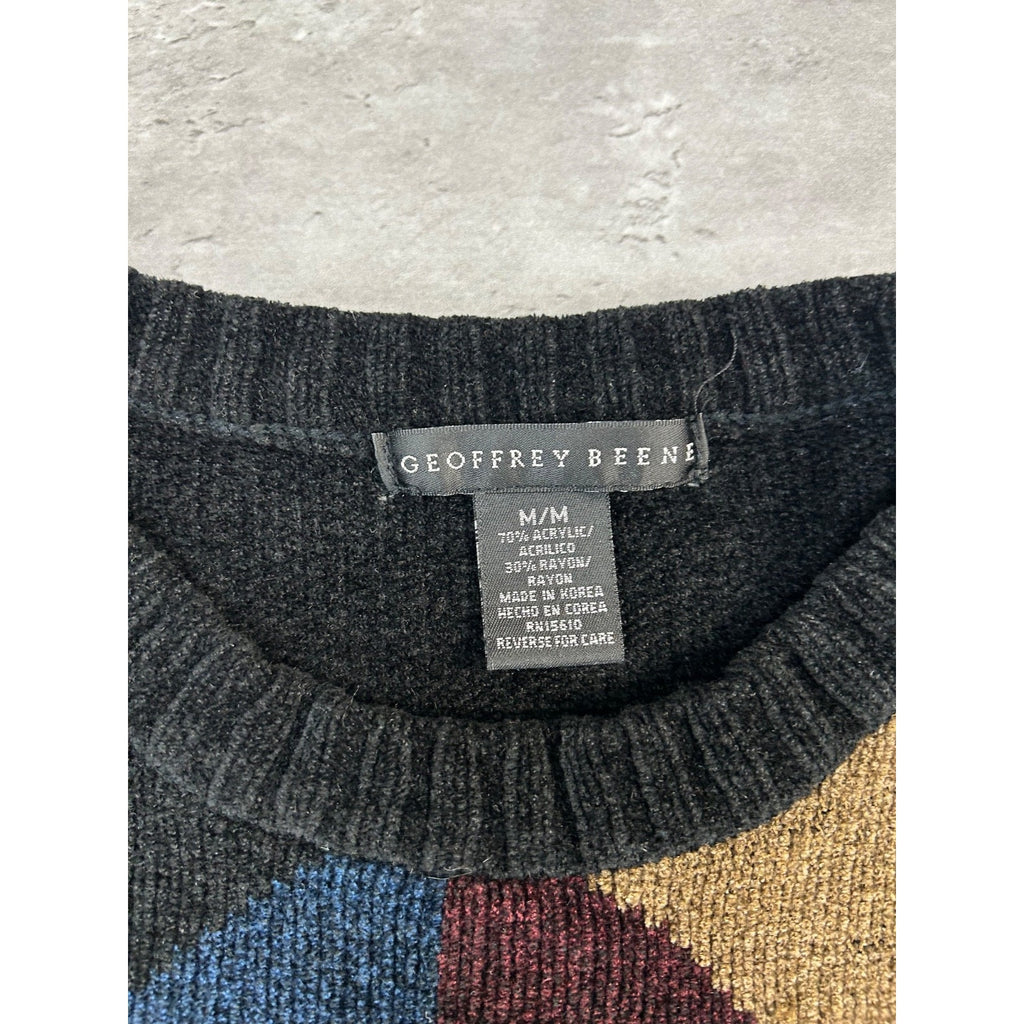 Vintage Geoffrey Beene Abstract Geometric Print Pullover knit Sweater Sz Medium