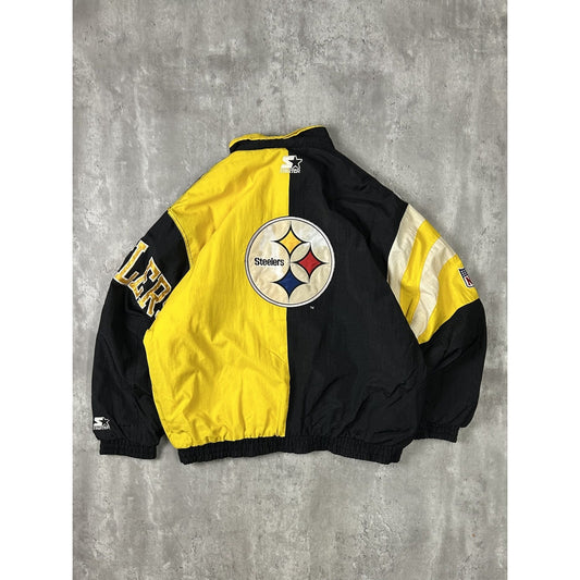 Vintage 90s Pittsburgh Steelers NFL Insulated Starter Split Back Jacket Size XL