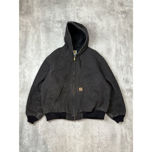 Vintage Carhartt Quilted Lined Canvas Workwear Hooded Active Jacket Size XL