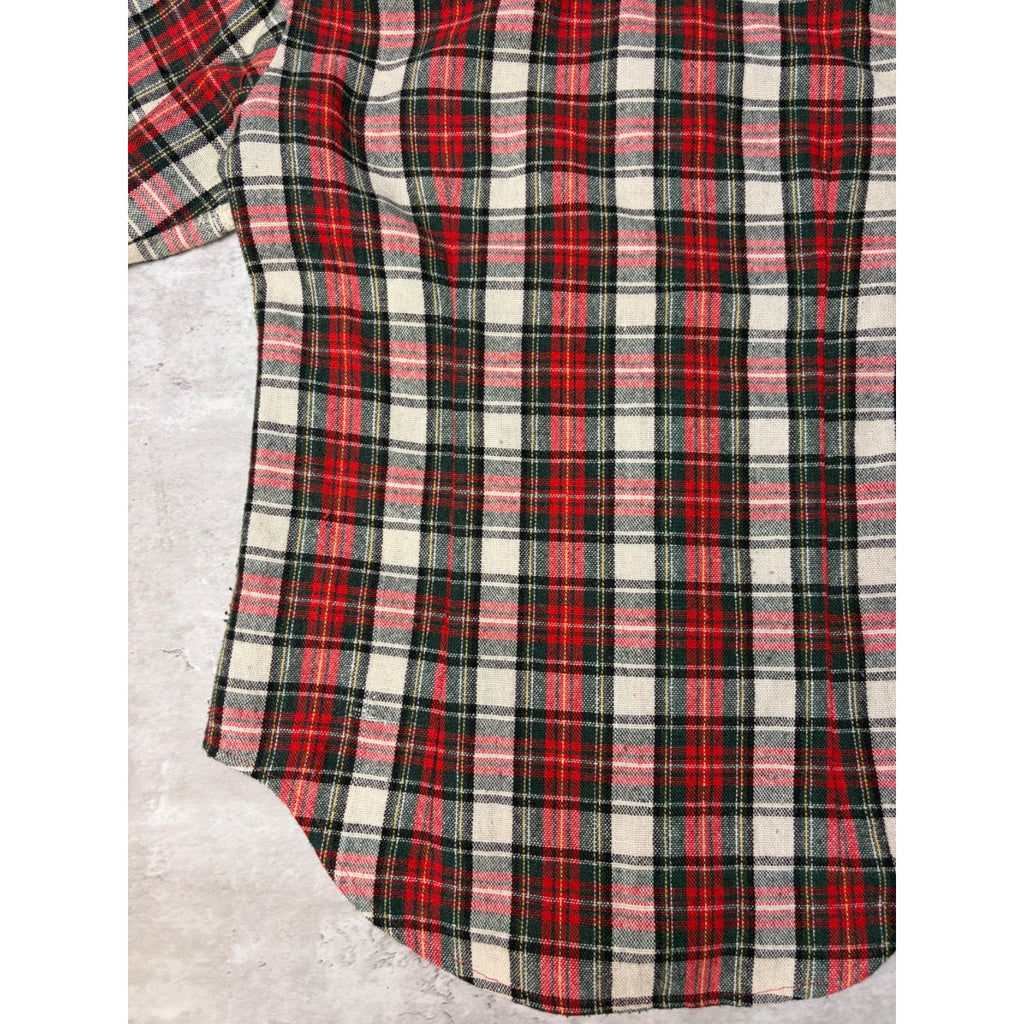 Vintage 1970s Hand Made Plaid Print Insulated Collared Jacket Size Large