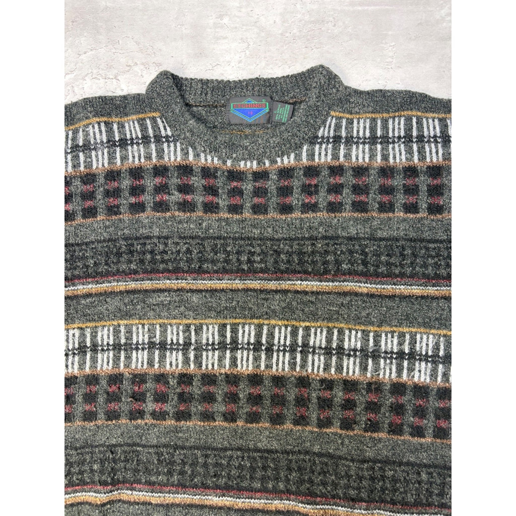 Vintage 80s/90s Etchings Abstract Striped Print Pullover Knit Sweater Size Large