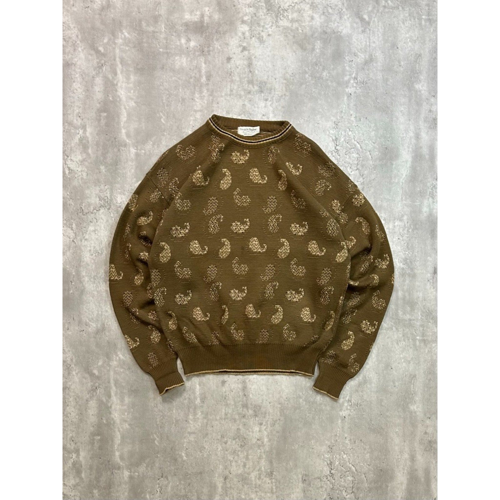 Vintage 90s Tricots St Raphael Abstract Graphic Pullover Knit Sweater Sz Medium
