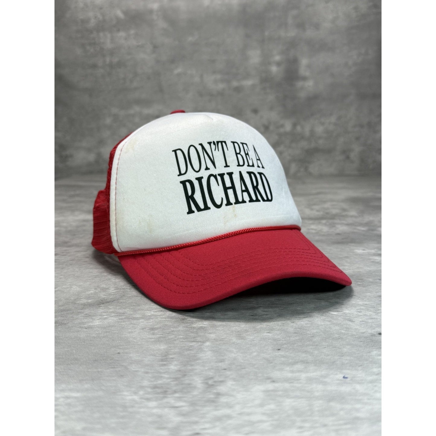 Vintage 90s Dont Be A Richard Comedy Slogan Trucker Snapback Hat OSFA