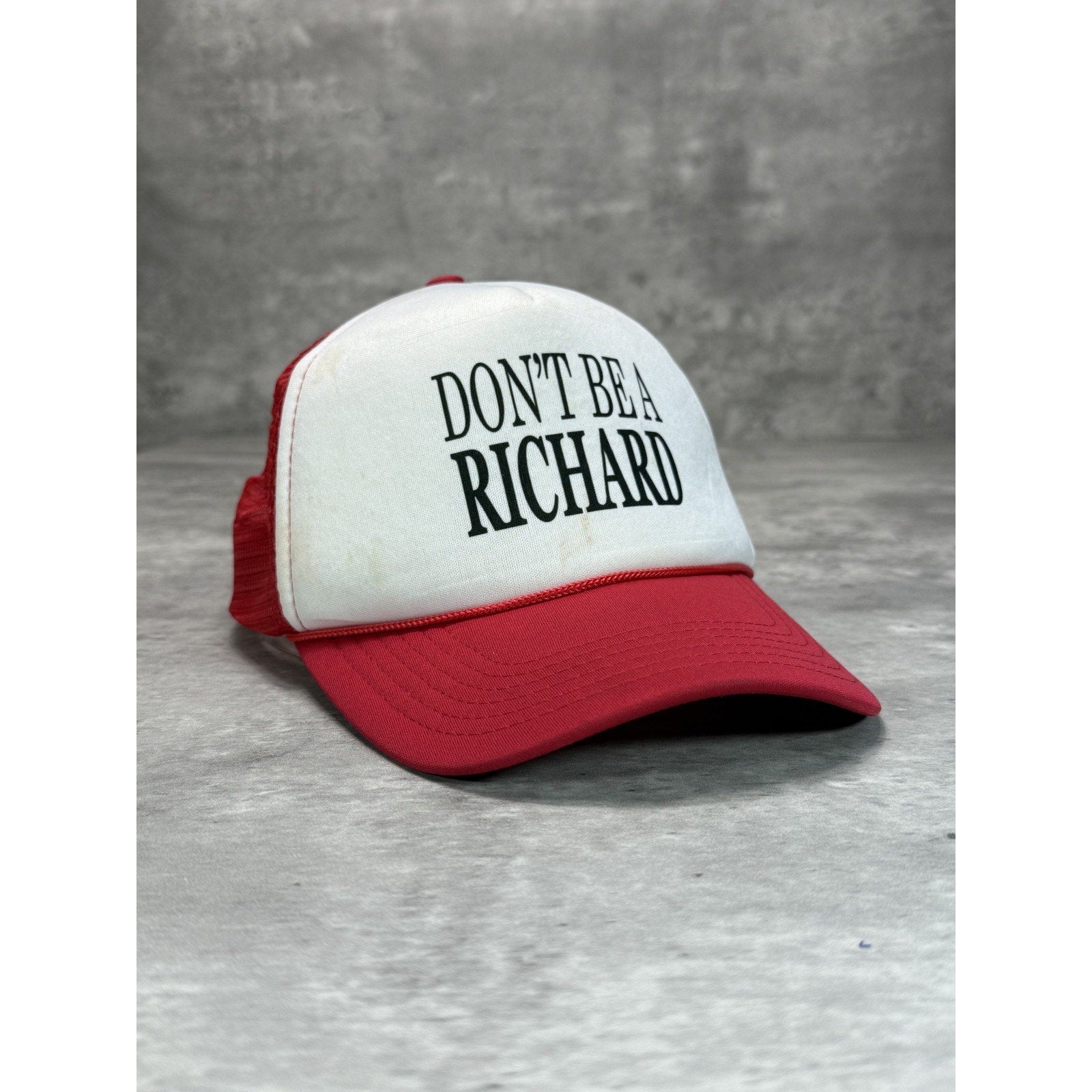 Vintage 90s Dont Be A Richard Comedy Slogan Trucker Snapback Hat OSFA