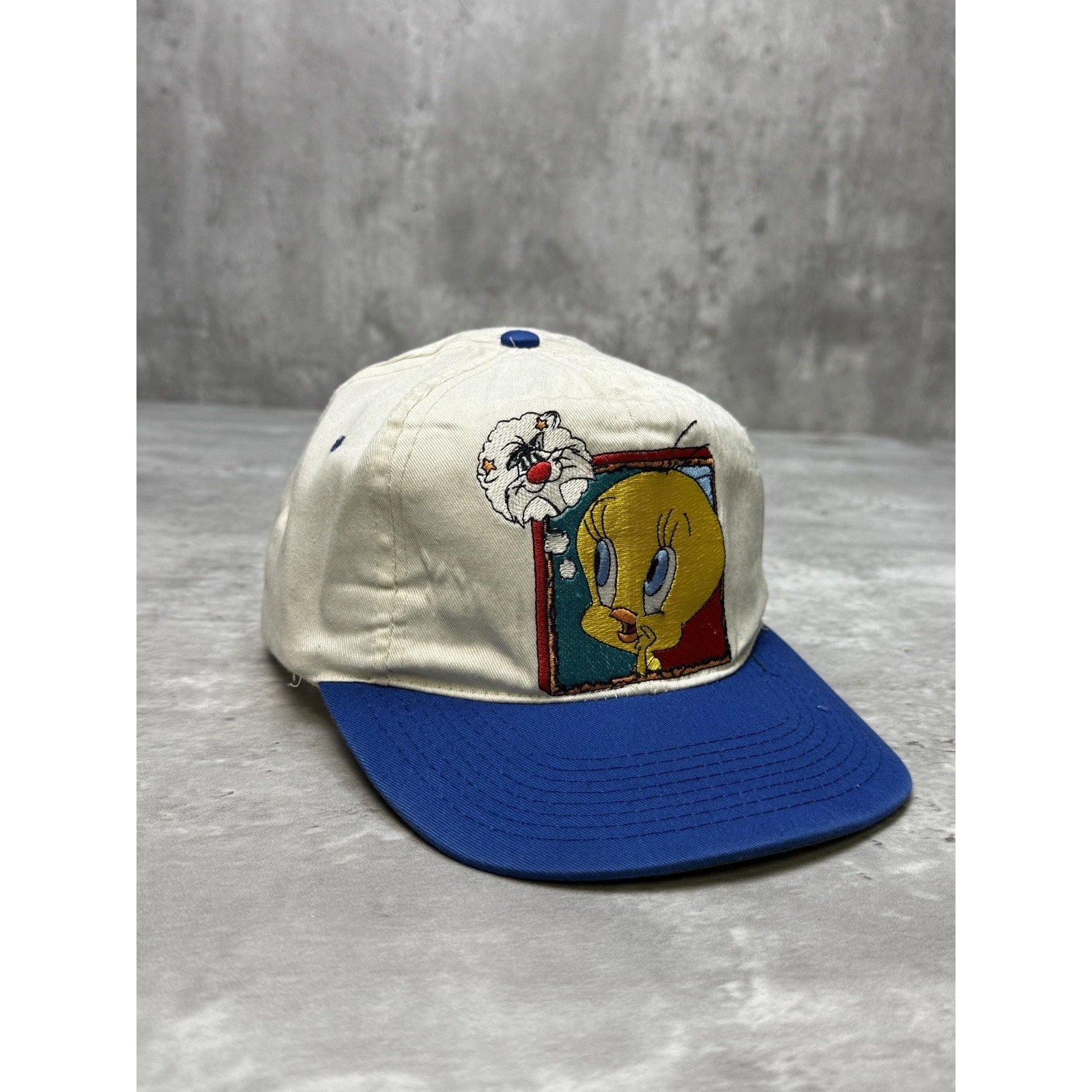 Vintage 90s Looney Tunes Tweety Embroidered Graphic Snapback Hat OSFA