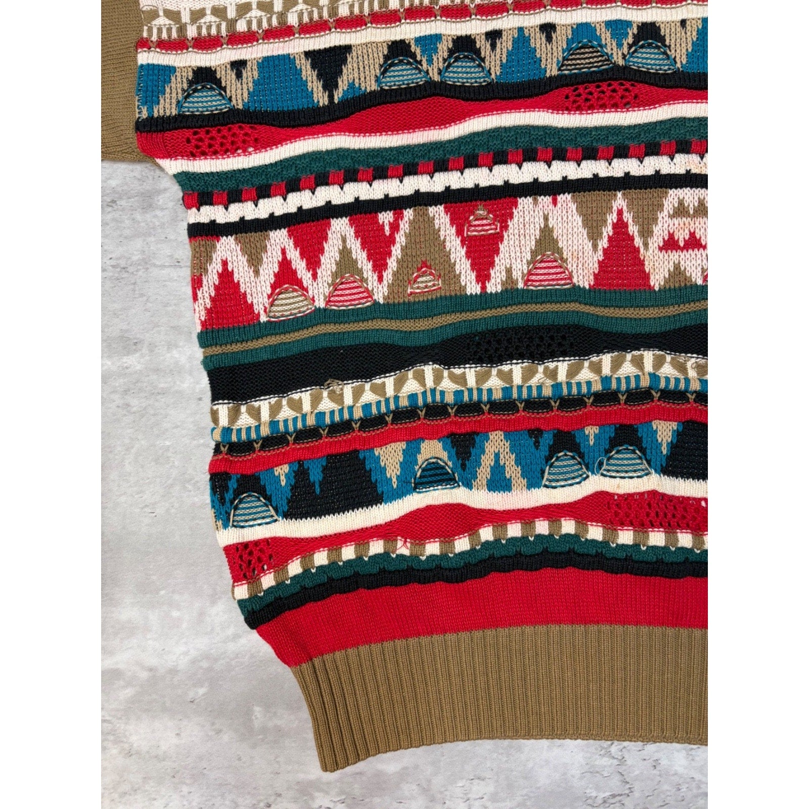 Vintage Dockside Abstract Pattern 3D Knit Sweater Size XL