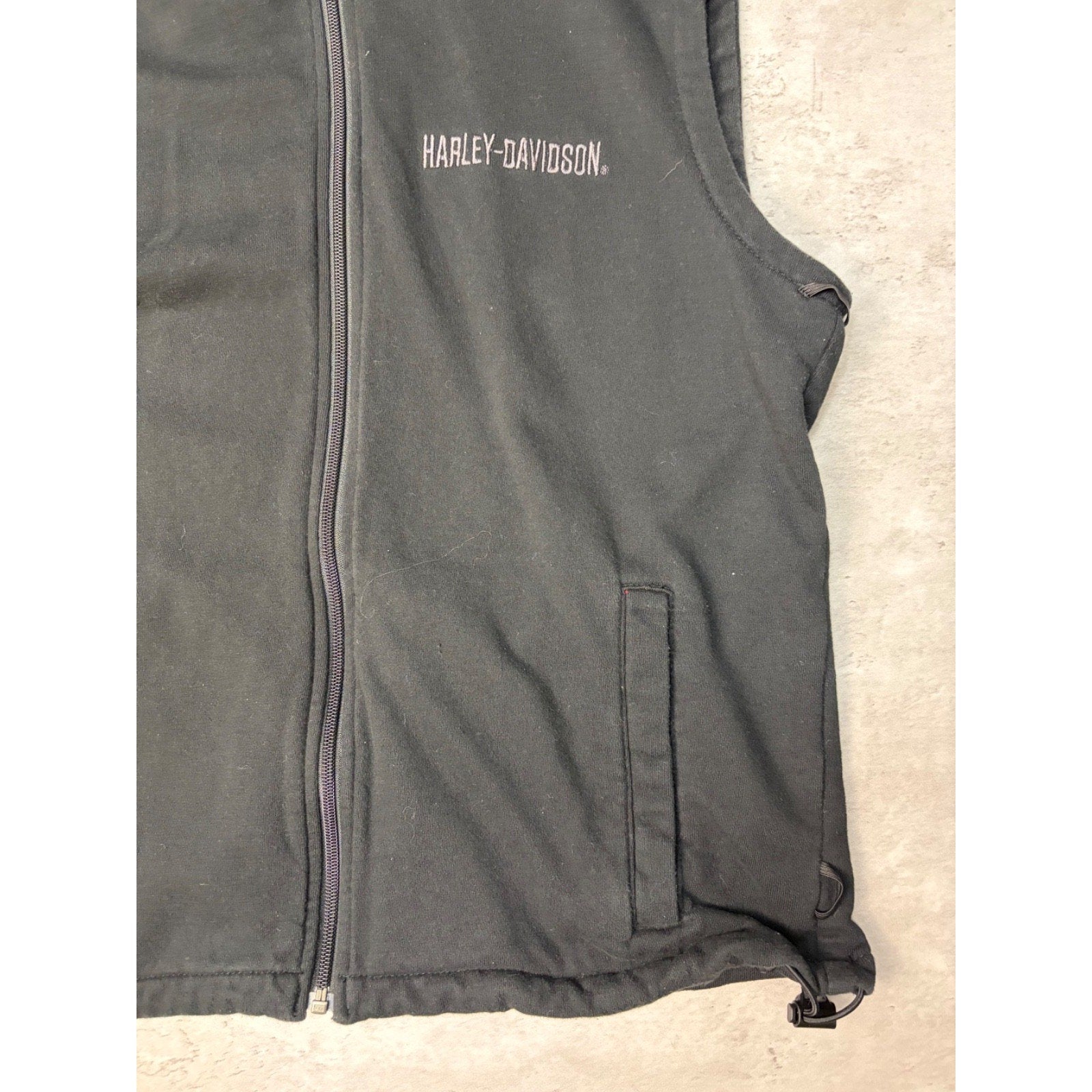 Vintage Harley Davidson Embroidered Spellout Hooded Vest Sweatshirt Size Medium