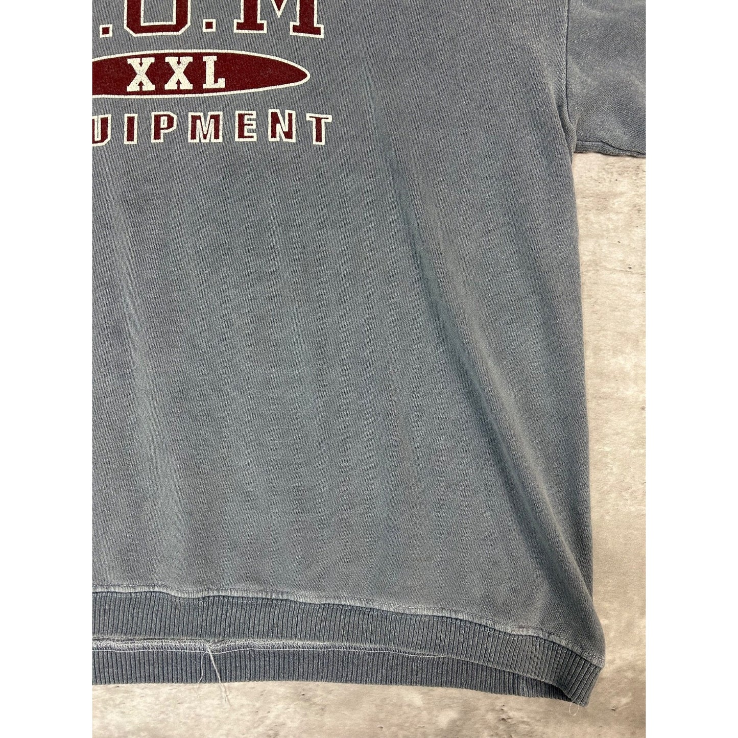 Vintage BUM Equipment Embroidered Spellout Sweatshirt Size Large Gray