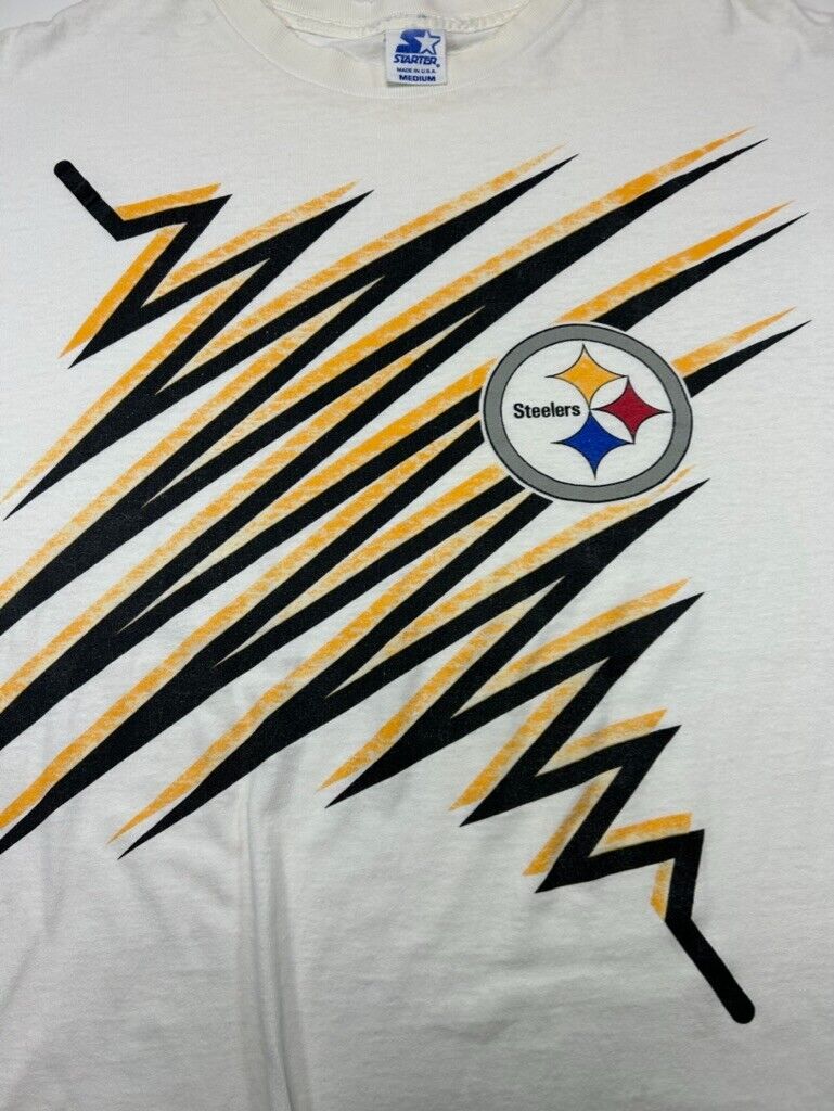 Vintage 90s Pittsburgh Steelers NFL Abstract Graphic Starter T-Shirt Size Medium