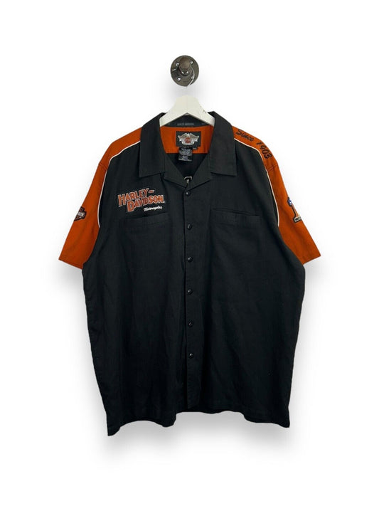 Harley Davidson Short Sleeve Double Pocket Mechanic Button Up Shirt Size 2XL