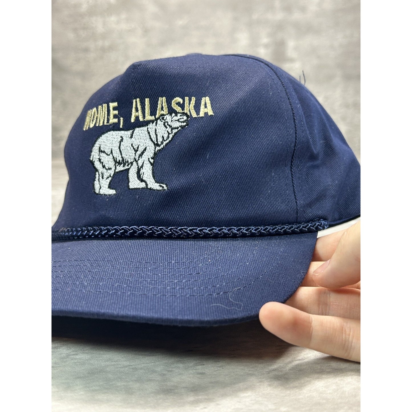 Vintage 90s Nome Alaska Embroidered Polar Bear Destination Snapback Hat OSFA