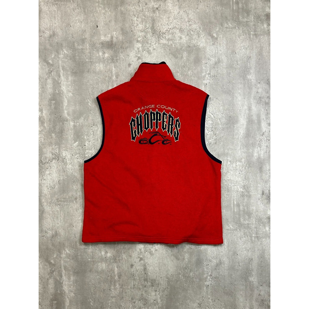 Vintage Orange County Choppers Embroidered Logo Fleece Sweatshirt Vest Sz Large