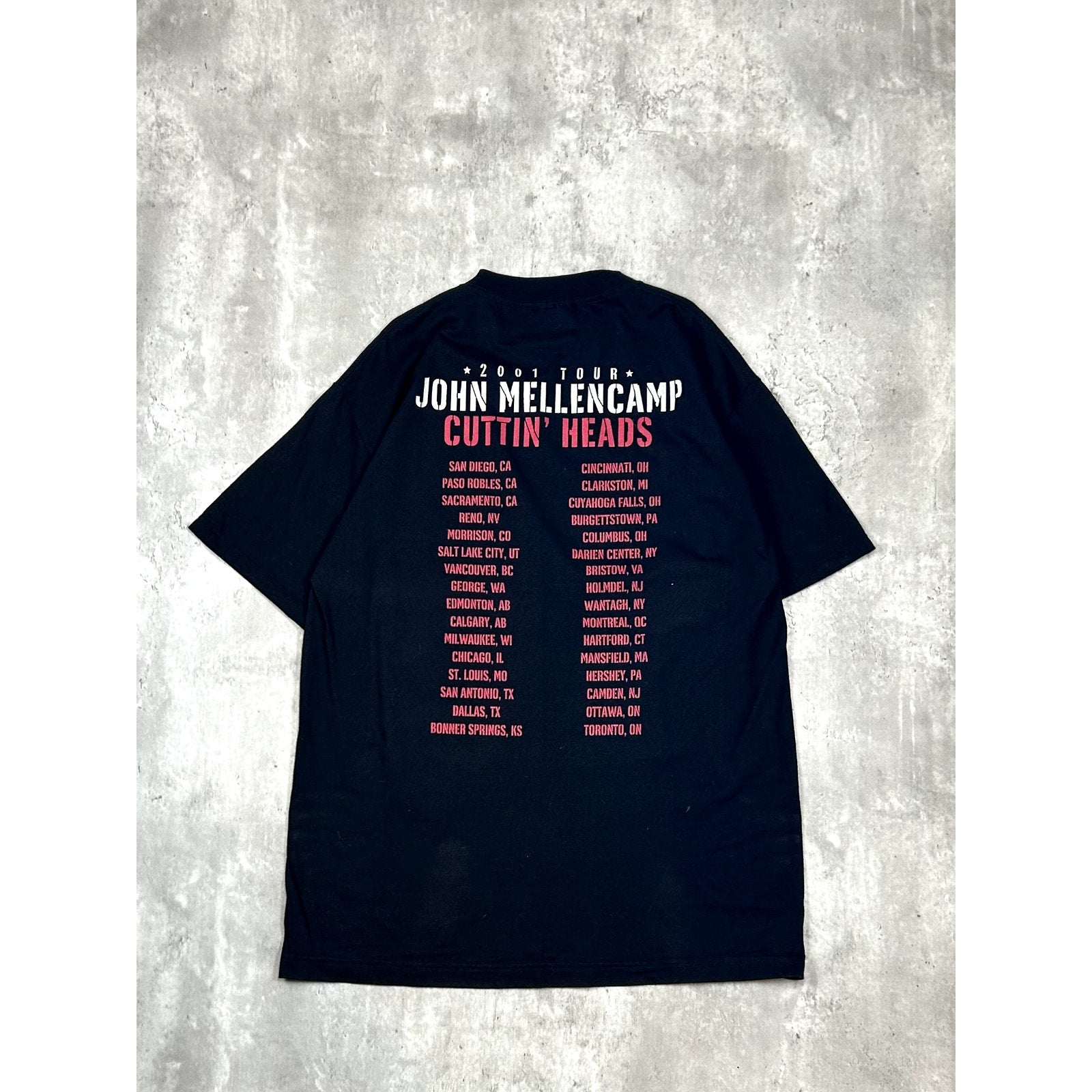 Vintage 2001 John Mellencamp Cuttin Heads Rock Music Tour T-Shirt Size Large