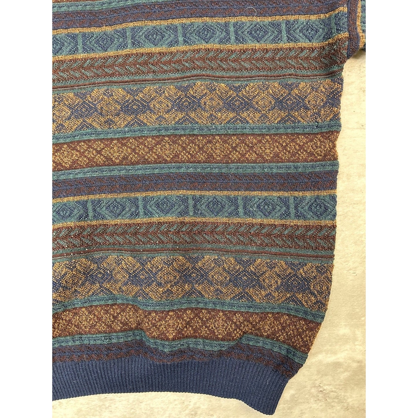 Vintage 90s Tosani Abstract Striped Knit Cardigan Sweater Size XL