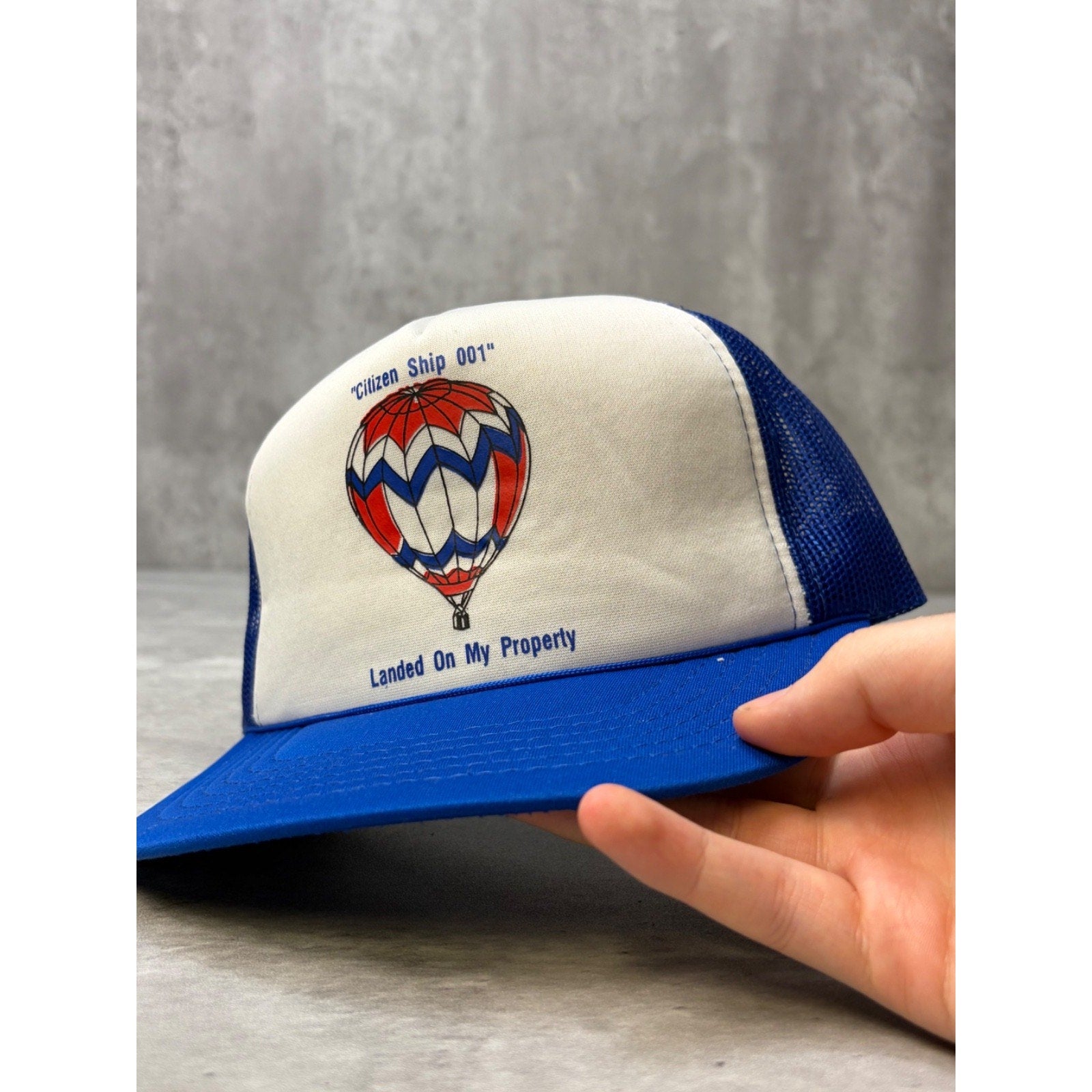 Vintage 90s Citizen Ship 001 Landed On My Property Trucker Snapback Hat OSFA
