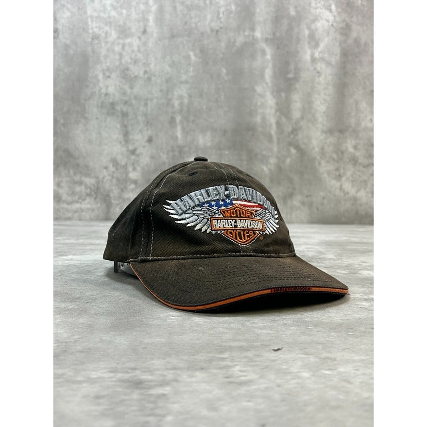 Vintage 2000s Harley Davidson Embroidered Winged Logo Strapback Hat OSFA
