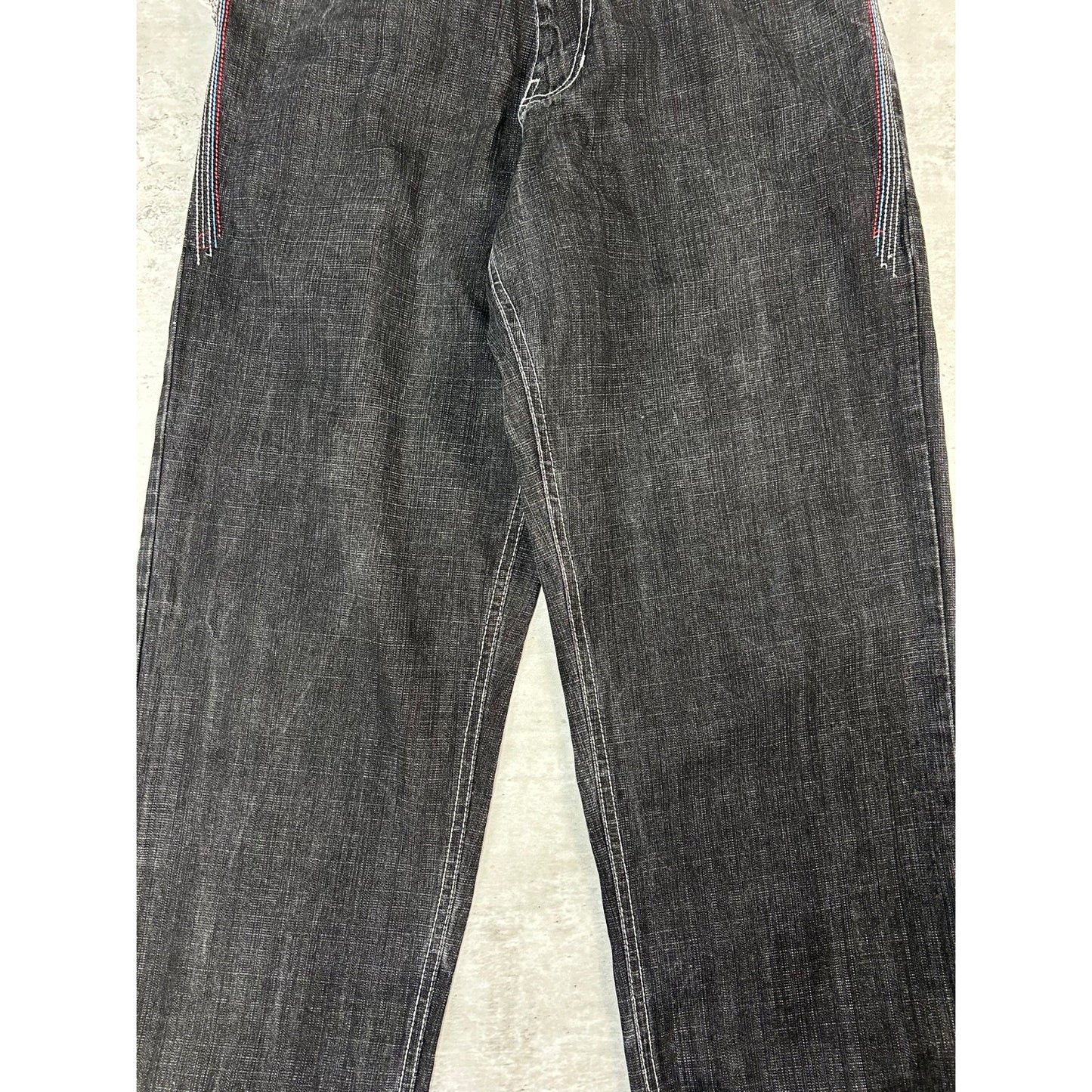Vintage Y2K 5ive Jungle Black Wash Denim Embroidered Pocket Pants Size 33