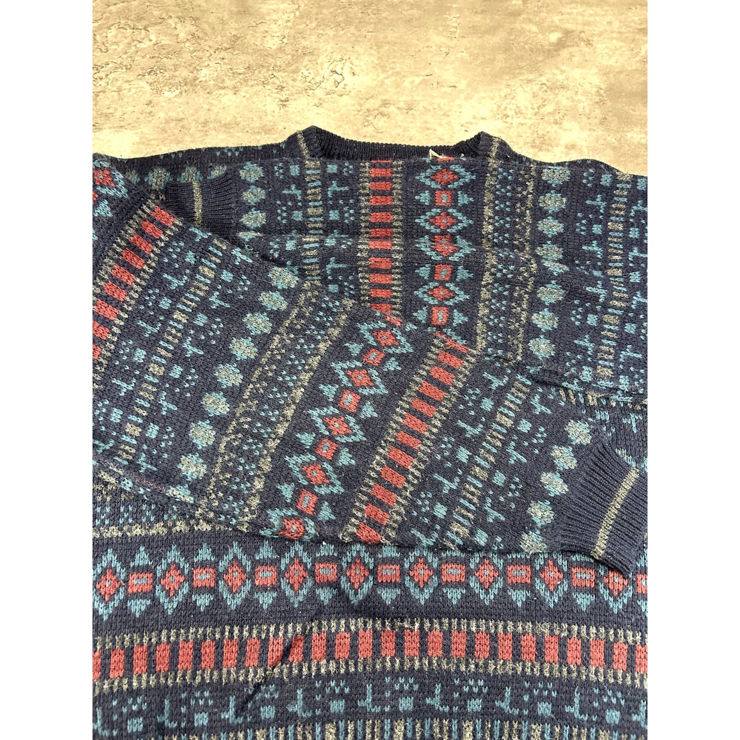 Vintage 90s Basic Editions Abstract Striped Pullover Knit Sweater Size Large