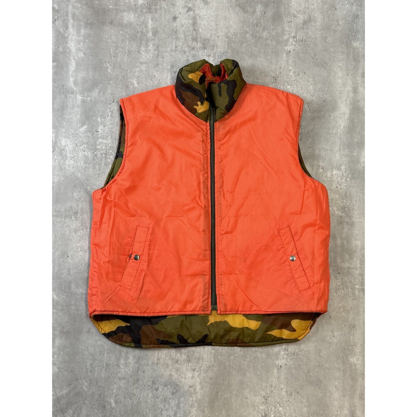 Vintage 80s Winchester Camo Reversible Nylon Hunting Puffer Jacket Size Medium
