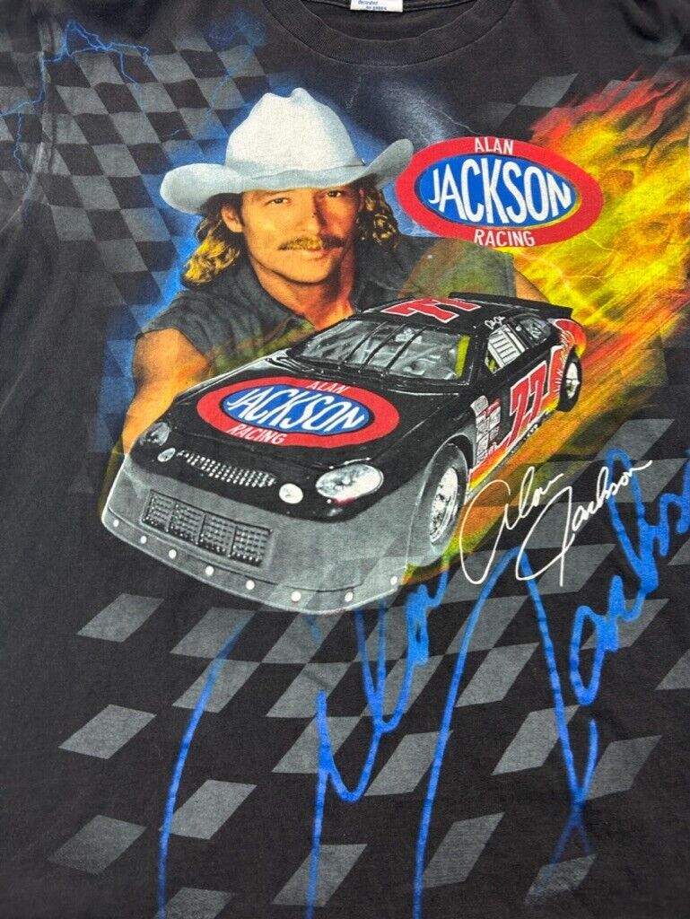 Vintage 1999 Alan Jackson Racing Country Music Graphic T-Shirt Size Large 90s