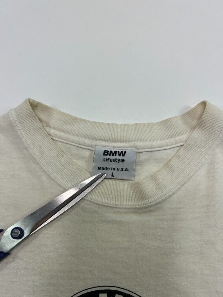 Vintage 90s BMW Lifestyle Graphic Logo T-Shirt Size Large Made In USA White