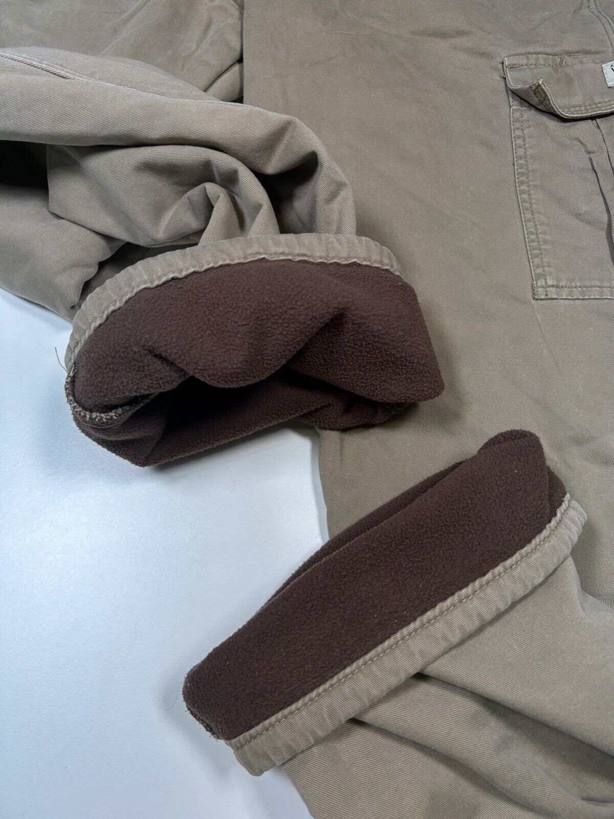 Wrangler Fleece Lined Cargo Khaki Pants Size 37W