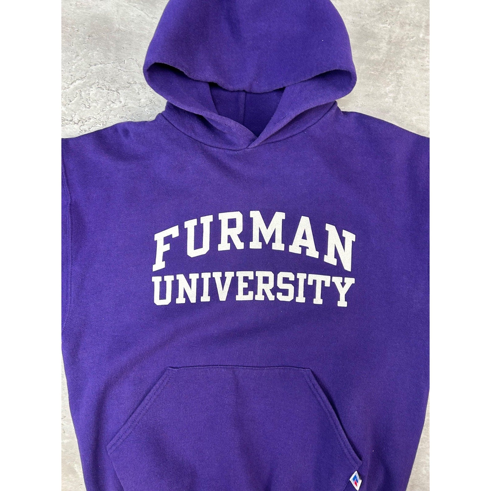 Vintage Furman University Collegiate Spellout Hooded Sweatshirt Size Medium