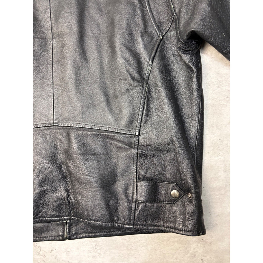 Vintage St. Johns Bay Full Zip Black Leather Jacket Size Medium
