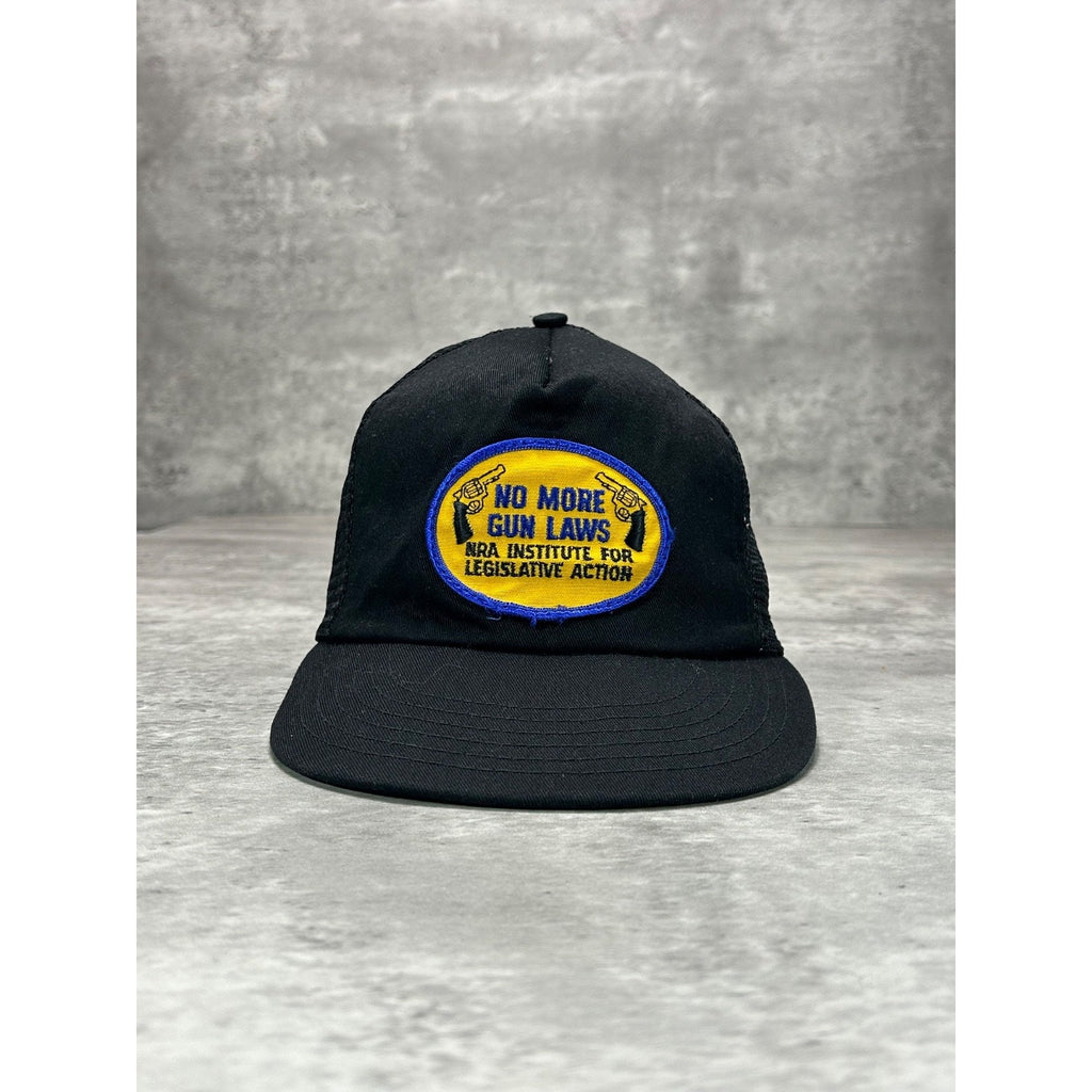 Vintage 80s No More Gun Laws Embroidered Patch Trucker Snapback Hat OSFA