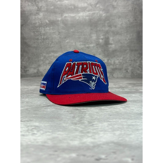 Vintage 90s New England Patriots NFL Embroidered Spellout Logo Snapback Hat OSFA