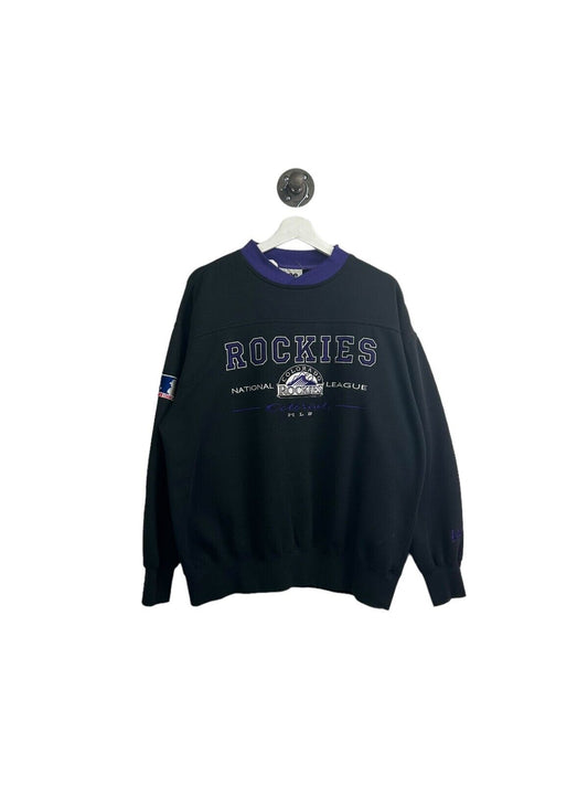 Vintage 90s Colorado Rockies NL MLB Embroidered Spellout Sweatshirt Size Large